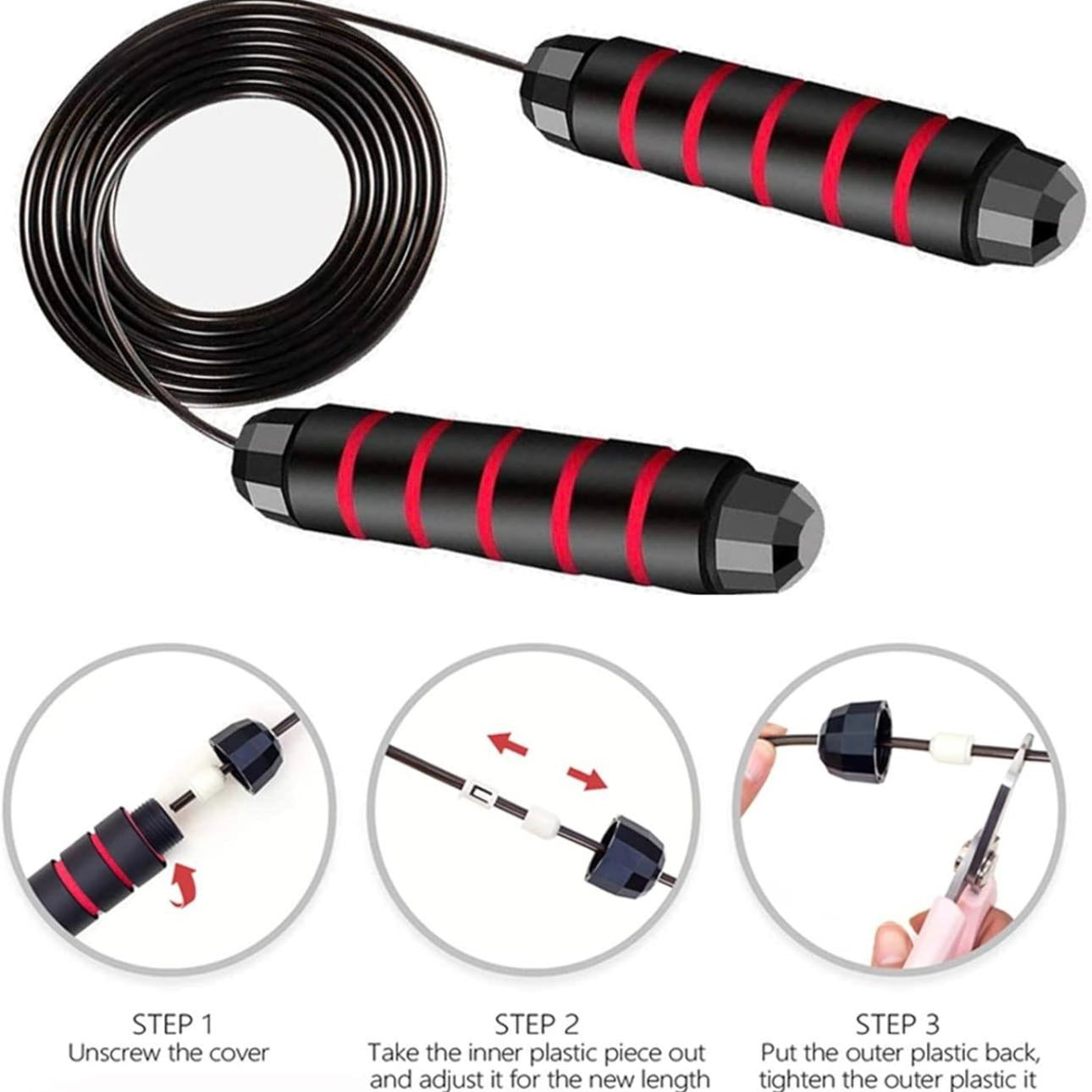 Jump Rope,Jump Ropes for Fitness for Women Men ,Speed Jumping Rope for Workout with Ball Bearings,Adjustable Skipping Rope for Exercise&Slim Body at Home School Gym