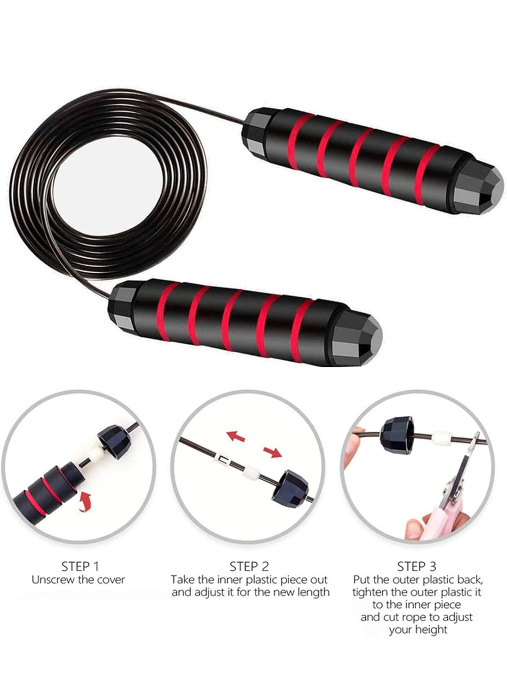 Jump Rope,Jump Ropes for Fitness for Women Men ,Speed Jumping Rope for Workout with Ball Bearings,Adjustable Skipping Rope for Exercise&Slim Body at Home School Gym